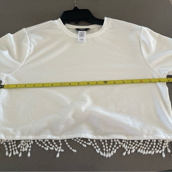 Girls Truce Fringe Pullover | White Cropped Sweatshirt | Size 14 | NWT - Picture 12 of 13
